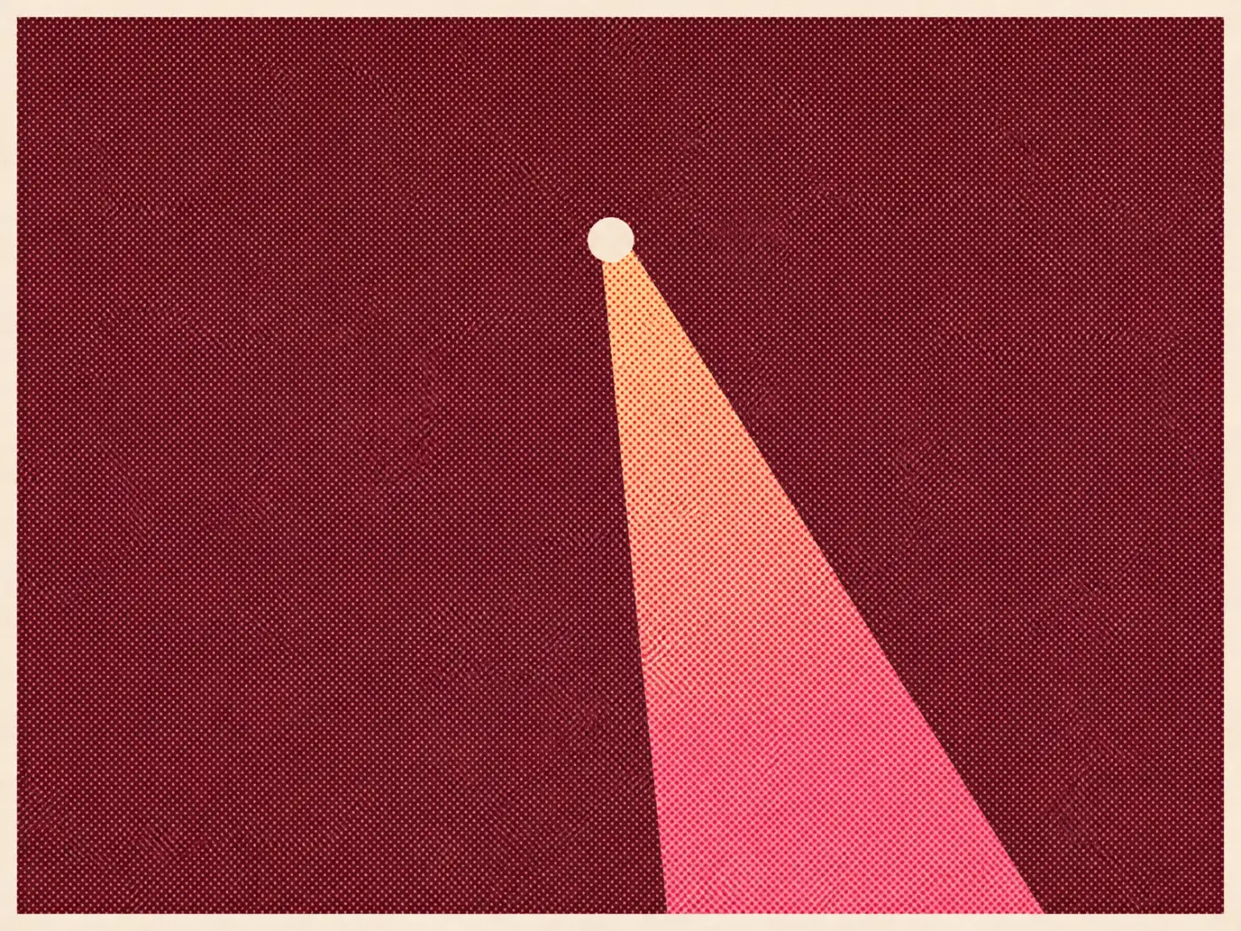An opaque field with one aperture punched through it, and a single shaft of light falling from it.