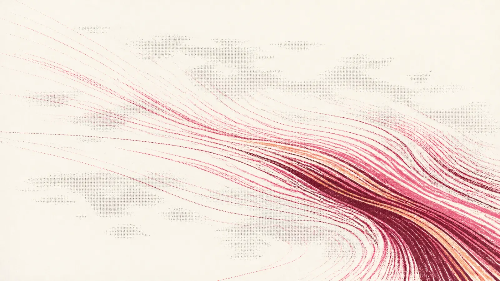 Corridor lines bundling and fanning across a faint European field.